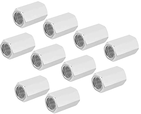sourcing map 10 Stück Sechskant Überwurfmuttern M10x1mm Gewinde 24mm Länge Hülse Stehbolzen Adapter Rohrverbinder