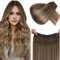 LaaVoo Remy Extension Echthaar Mit Draht Balayage Blond Easy Fit Wire Extensions Echthaar Remy Human Hair #8/16/8 Hellbraun Ombre Goldene Blondine Fish Line Extensions Echthaar Natürlich 100g 50cm