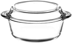Borcam Auflaufform Backform aus Glas mit Deckel Rund 840ml Pasabahce 59033