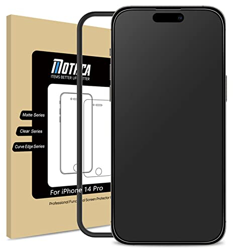 Mothca Mate Protector Pantalla para iPhone 14 Pro, Cristal Templado Antihuellas e Antireflejo 2,5D, 9H Dureza Vidrio Glass Protector -6,1