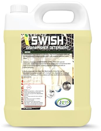 Jovs Dishwasher Liquid Detergent 5 Litre - Automatic Dishwasher Cleaner And Built-in Tannin Remover - Stain Remover For Professional and Commercial Grade Use