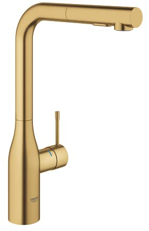 GROHE Einhand-Spültischbatterie Essence 30504, Einlochmontage, herausziehbare Dual Spülbrause, eigensicher, Professional Edition, cool sunrise gebürstet