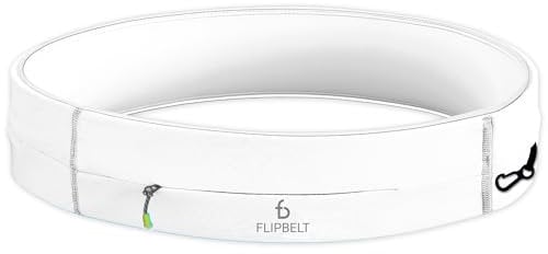 FlipBelt Laufgürtel mit Reißverschluss, Hüfttasche für Fitness und Laufen, Bauchtasche für Damen, Herren, Handy, Schlüssel, Geld, US-Unternehmen, Weiß, Large