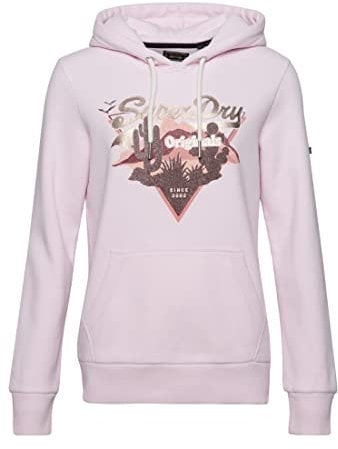 Superdry Vintage VL Narrative Hood Sweat-Shirt À Capuche Sport, Rose chiné, 40 Femme