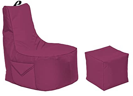 Momiralland Big Gamer Sitzsack mit Lehne Sitzkissen Beanbag BodenKissen Sessel In- & Outdoor geeignet Gaming mit PC Xbox & Playstation (Weinrot)