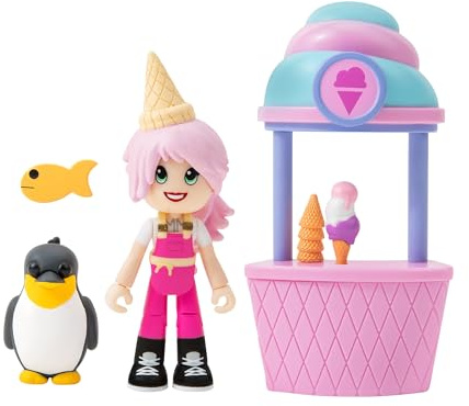 Adopt Me!: Elsa and King Penguin Friends Pack, Series 1 - Ice Cream Parlour - Top Online Game - Fun Collectible Toys for Kids Featuring Your favourite Pets