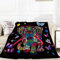 Teslite Decke Elefant für Frau Mädchen Weich Warm Boho kuscheldecke Flauschig Galaxis Schmetterling Flanell Fleecedecke Elefanten Wohndecke Überwurfdecke Sofa 150 x 200cm, Boho-elefant - Schwarz