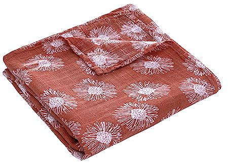 amo nenes Musselin Decke für Baby, Babydecke Musselin Spucktuch Baby Bambus Baumwolle atmungsaktive Sommerdecke Baby Puckdecke, 110 x 150cm Spucktuch Geschenk zur Geburt, Einzelschicht-Löwenzahn