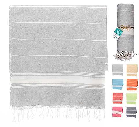 Artexia Telo Mare Grande In Cotone Riciclato Telo Spiaggia 90x180 cm Asciugamano Da Spiaggia Telo Mare XXL Asciugatura Rapida Ultra Leggero E Morbido (Grigio)
