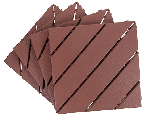 DOITOOL 4pièces Dalles De Sol Emboîtables Plastiques Pour Terrasse Extérieure Faciles à Installer Imitation Bois Résistantes Et Idéales Pour Décoration De Jardins Et