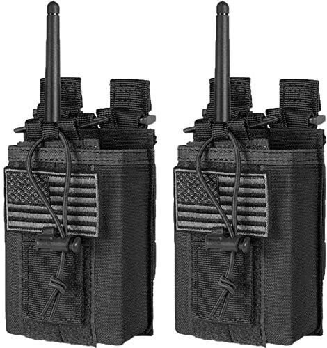 FRTKK Tactical Radio Holder Radio Holster Molle Radio Pouch Universal Radio Case Military Heavy Duty Radio Bag for Police Firefighter Two Ways Walkie Talkies Vest (Black-2pack)