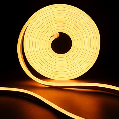 SUCIKORIO Neon LED Streifen 30m, 230V Wasserdicht Feuerfest IP65 Led Strip Warmweiss 3000K Leds Lichterkette Außen 120 LED/M Flexibler DIY Lichtband Aussenbereich mit Netzteil für Haus, Party, Küche