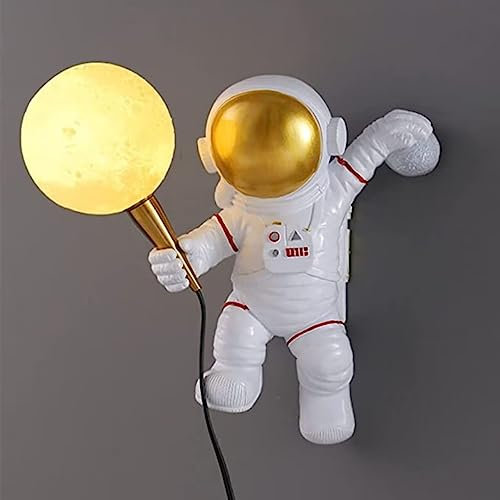 GUANSHAN Astronauten-Wandlampe, nordischer Stil, Wandleuchte, kreative Wandleuchter, dekorative Wandbeleuchtung, Nachttisch-Wandlampe mit Stecker für Schlafzimmer, Kinderzimmer