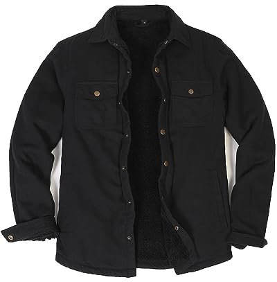 Fleece gefüttert solide schwarze Flanellhemd für Männer Sherpa gefüttert karierten Flanell Jacke Mantel Herbst Winter schwarz XL