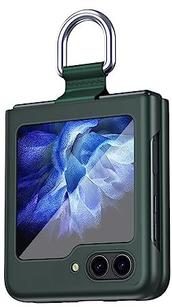 BORYA Case for Samsung Galaxy Z Flip5 (Flip 5) 5G, Ultra Thin Premium Silicone PC Shockproof Cover, Silky Matte Skin Feeling Elegant Anti-Scratch Folding Case With 360° Ring, Green