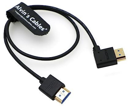 Alvin's Cables HDMI-Kabel 8 K 2.1 High Speed für Atomos Ninja V Monitor rechts auf links abgewinkelt, HDMI-Kabel für Z Cam E2, für Sony FS5 | FS7| A7S3 Kameras 19,7 Zoll | 50 cm