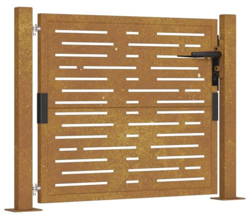 vidaXL Puerta de jardín acero corten diseño cuadrado 105x105 cm, puerta de valla, puerta de exterior, puerta de metal, puerta de seguridad