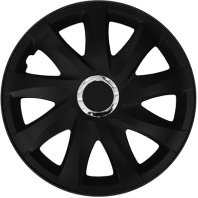 Luckyberg Radkappen 13 Zoll Drift | Zierkappen in vielen Farben, Radzierblenden 4er-Set für die meisten Automarken und Stahlfelgen. Felgenabdeckung für Autofelgen. (13 - SCHWARZ)