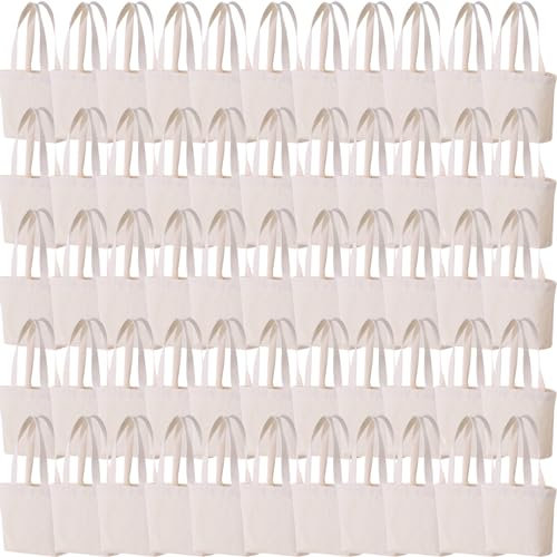 Firecolor Chic Mini bolsas de lona de 10 x 8 x 3 pulgadas para pintura de tela, bolsa de algodón resistente, bolsas de regalo resistentes, Beige, Small