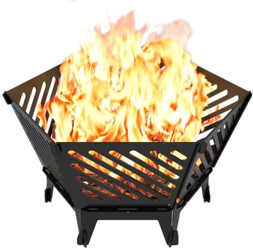 Waaliji Tragbare Feuerstelle für Camping, abnehmbare Feuerstelle für den Außenbereich, Holzfeuerstelle mit Reisetasche, für Terrassenheizung, Picknick, Lagerfeuer und Grill, diagonaler Hohlstil