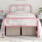 Yaheetech Metallbett 90 x 200 cm Bettrahmen mit Lattenrost Bettgestelle mit Kopfteil Einzelbett Gästebett für Schlafzimmer Gästezimmer Hellrosa