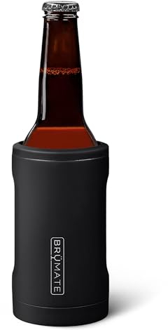 BrüMate Hopsulator Bott'l Insulated Bottle Cooler for Standard 12oz Glass Bottles | Glass Bottle Insulated Stainless Steel Drink Holder for Beer and Soda (Matte Black)