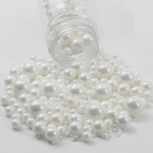 Xmart Weiße Perlen Zucker Streusel Dekorative Zuckerstreusel 130g Zuckerperlen Streuselmix Cupcakes Deko Sprinkles Tortendeko 5 Größen Knusperkugeln für Kuchen Kekse Desserts Eiscreme