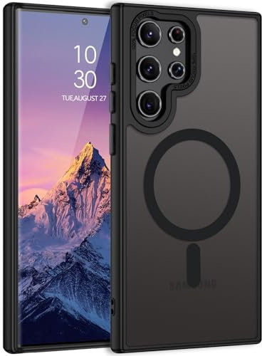 DUEDUE for Samsung S22 Ultra Case Magnetic [Compatible with MagSafe] Shockproof Military Grade Drop Protection, Anti-Scratch Slim Translucent Matte Back Case for Samsung Galaxy S22 Ultra 6.8, Black