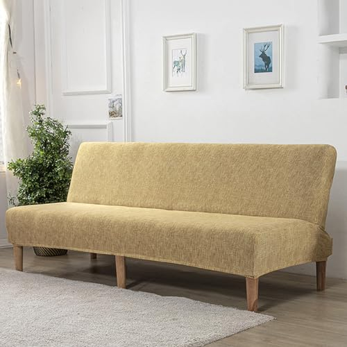 Sofabezug Ohne Armlehne 2/3 Sitzer Stretch Sofa Überwürfe Futon Abdeckung Armlose Elastischer Sofabettüberzug Waschbar Antirutsch Sofaüberwurf Sofahusse für Clic Clac Schlafsofa (120-150cm,O)