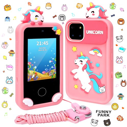 Fullove Mädchen Geschenk 6 7 8 9 Jahre Kinder Smartphone: Geschenke für 6-10 Jährige Mädchen Kinder Handy Geburtstagsgeschenk für Mädchen 7 8 9 10 Jahre Spielzeug ab 10-12 Jahre Rosa Smartphone Pink