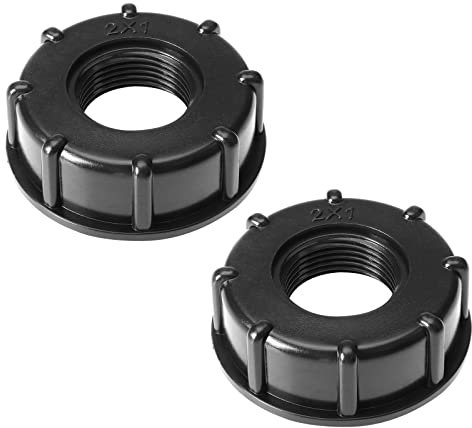 Create idea 2 Uds IBC Adaptador Tanque Conector de Grifo Manguera Plástico S60X6 Tapa Rosca Gruesa A Adaptador Grifo Agua de 1 Pulgada Adaptador Tanque Tote Conector Salida Rosca Hembra