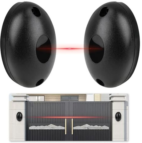 Par de Sensor Puerta Garaje, Infrarrojos Fotocelula Puerta Garaje Exterior, Sensores Puertas Automaticas Garaje, Compatibles con 12/24V AC/DC, Resistentes a Condiciones Meteorológicas Extremas