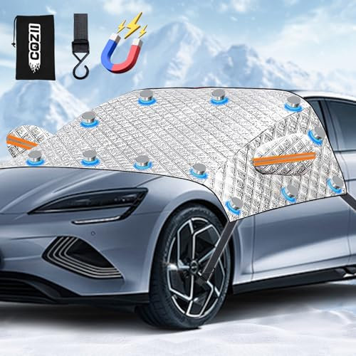 COZII Frontscheibenabdeckung Winter, Auto Windschutzscheibenabdeckung mit 12 Magnet, Groß Faltbar Wasserbeständig Autoabdeckung, Schnee, Frost, UV, Sonne, Staub für die Meisten Autos, 234 * 146cm