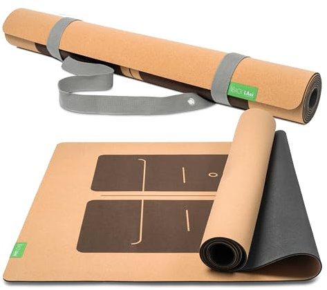 BACKLAXX ® Yogamatte Kork XXL [+50% mehr Fläche] mit Naturkautschuk - Yoga Matte, Yogamatte rutschfest, Fitnessmatte mit Anti-Rutsch-Zonen inkl. Tragegurt (BALANCE - XL)