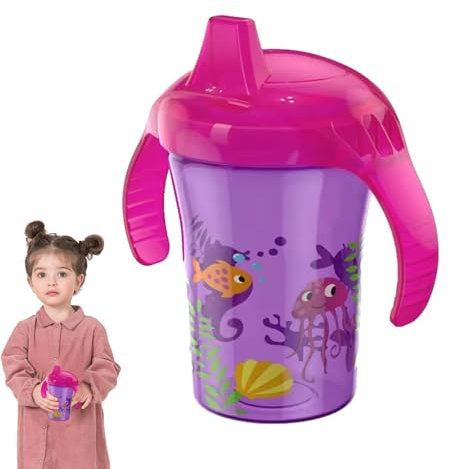 Lumiscent Sippy Cups for Toddlerr - Earning Drinking Cup | Duckbill Transition Training Cup for Milk with 2 Handles | Learning Water Bottle | Feeding Supplies for Kids Boys and Girls, with Spill- Lid