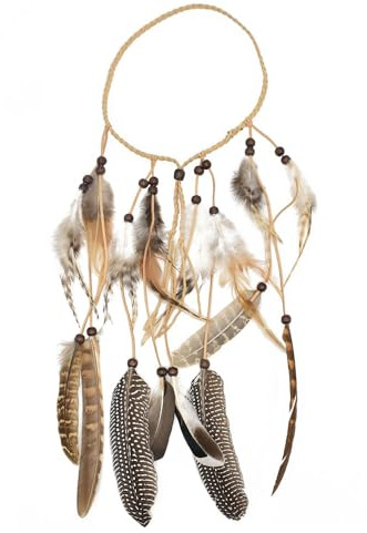 Feather Headband Hippie Feather Tassel Headband Girls Stage Performance Brown