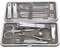 Qukaim Maniküre-Werkzeug, 19-teiliges Edelstahl-Maniküre-Pflege-Set, Nagelknipser, Nagelfeilen, Ohrlöffel, Augenbrauenschere, Grau und Schwarz, Reiseetui im Lieferumfang enthalten