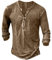 Rodawu Mens Polo Shirts Cotton Muscle Fit T Shirts Button Down Henley Shirts Golf Tops Long Sleeve Khaki T Shirt 3XL