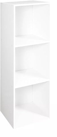 Homme Concept 3 Cube Storage Unit – Tall Narrow White Bookcase, Freestanding Wooden Shelving Organizer for Living Room, Kids Room, or Home Office