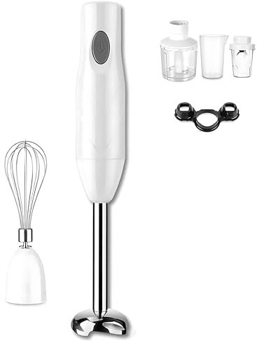 150W Cordless Hand Blender, Stainless Steel Stick Blender with Two a Blade and Egg Whisk, Detachable Design, 200ML Chopper, 600ML Vessel, for Baby Food Soup Vegetables Fruits