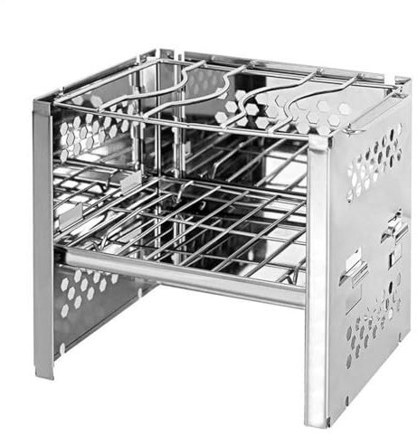 Outdoor, Rocket Stove für Dutch Oven, Grillpfannen, BBQ Rakete Holzofen Zeltofen Camping Campingkocher Campinggrill Kaminholzregal and Tragetasche, Raketenofen mit Grillpfanne aus Gusseisen | inkl. Gr
