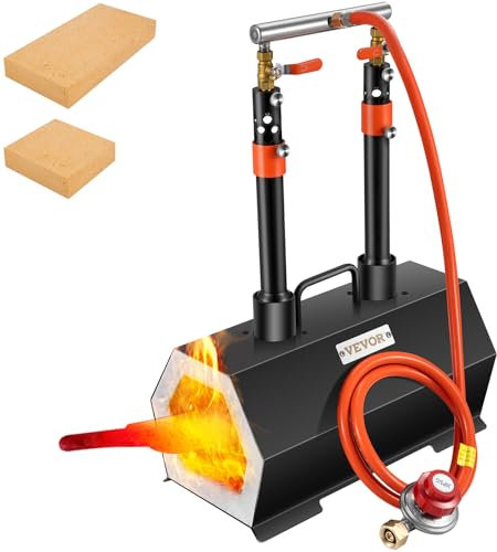 VEVOR Forgia a Gas Propano Doppio Bruciatore Esagonale per Coltelli Utensili da Garage Officina, Forgia a Gas Propano 2 Bruciatori Portabile, Forgia a Gas per Fabbricazione di Coltelli Max. da 1426 ℃