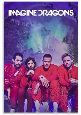 OREAUORN Imagine Dragons(2) Poster, Wandkunst, Leinwandbezug, ästhetisches Vintage-Poster, dekoratives Gemälde für Wohnzimmer, Schlafzimmer, 30 x 45 cm, ungerahmter Stil