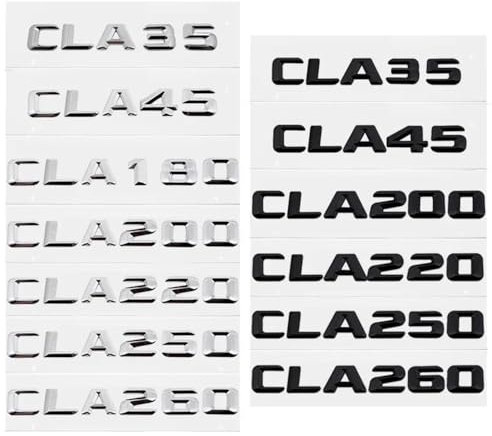 MAKAZHZZRM 3D Auto Hinten LKW Aufkleber Emblem Schwanz Box Brief Abzeichen Aufkleber Fit for Mercedes Benz CLA35 CLA45 CLA180 CLA200 CLA220 CLA250 CLA260(CLA180-Silver)