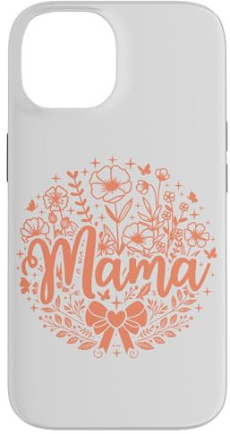 Hellrosa Pfirsichherz Mama Schleife Minimalistisch Floral Wildflower Hülle für iPhone 14