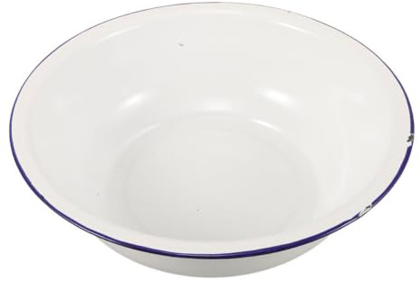 OUNONA Bassine En Émail Blanc Vintage 34 Cm Multifonction Pour Bains De Pieds Et Lessive Usage Familial