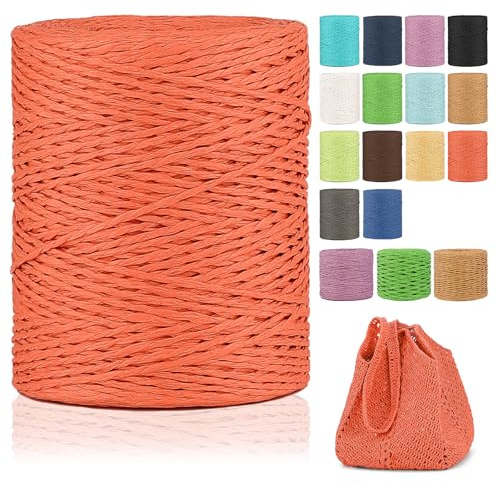 Raffia Garn Zum Häkeln,2mm X 300m Natur Bast,papierdraht zum basteln,weich Geflochtenes Papiergarn Bast Band Natur geschenkband,papiergarn zum häkelgarn für körbe,Häkeltasche,Hüte