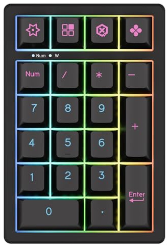 KEYCOOL K21 Mechanische Zifferntastatur, kabellos, numerische Tastatur, Hot-Swap-fähig, Bluetooth, Numpad 5,0/2,4 GHz, RGB-numerische programmierbare Tastatur für Laptop, Mac, Win, iOS, Android