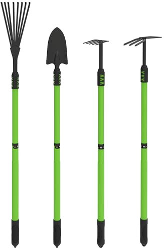 Outsunny Juego de Herramientas de jardín 4 Piezas Juego de Herramientas de jardín con Pala jardín azada jardín rastrillo rastrillo de Hojas, Regalo Ideal para Hombres y Mujeres