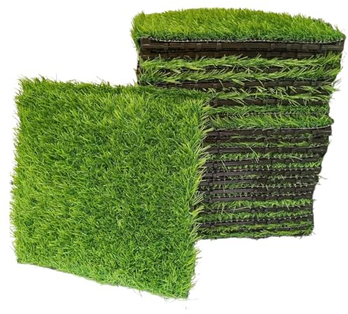 Piastrelle da Esterno ad Incastro WPC per Pavimentazione drenante Terrazzo, Balcone, Giardino,piscina, effetto legno antiscivolo base in PVC (ERBA, 10 PZ)